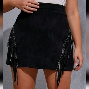 Black Fringe Western Skirt